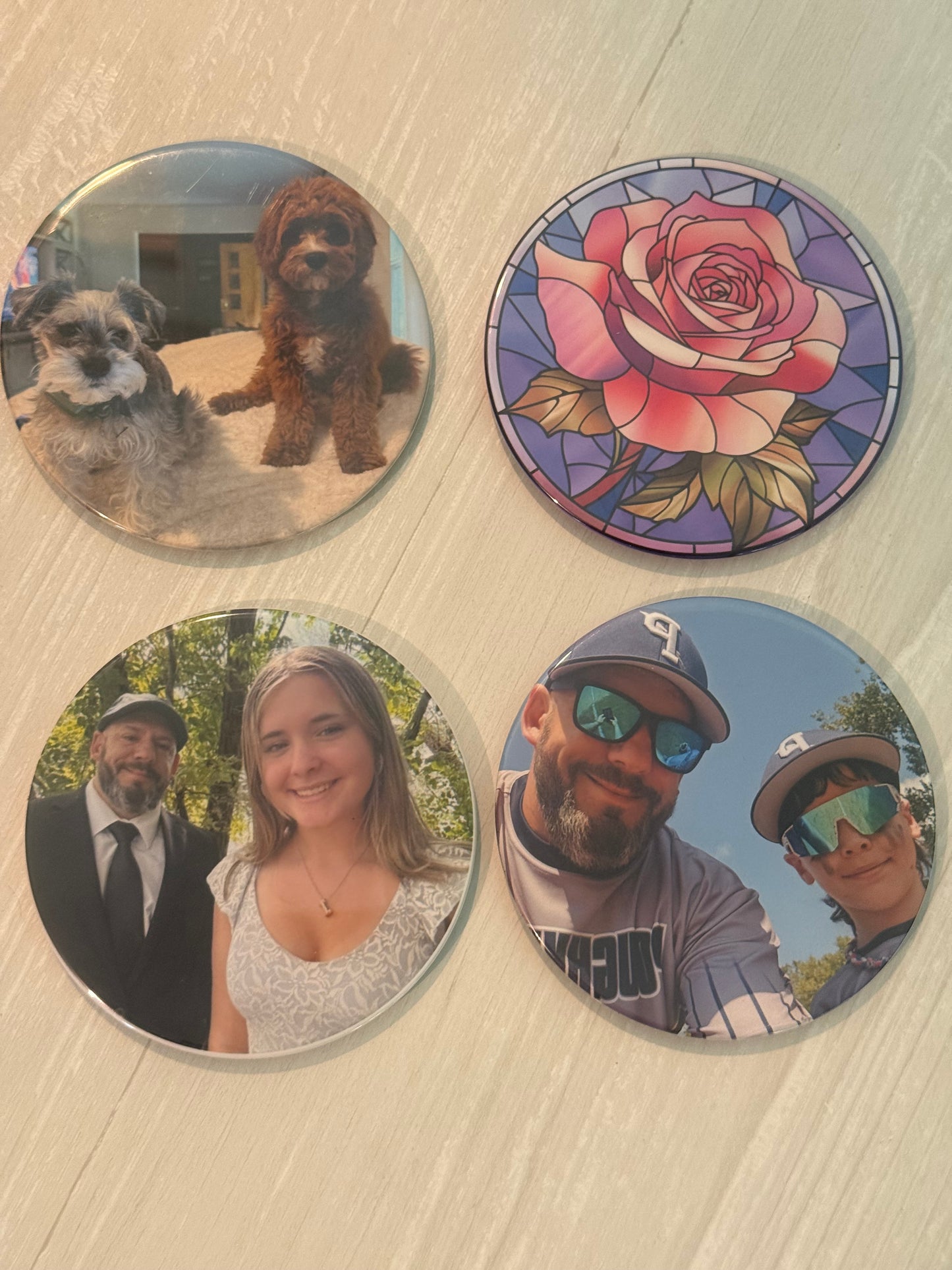 ☕ Custom Photo Coasters – 4-Pack Set