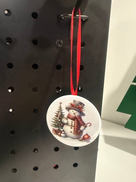 Custom 2.25" Photo Christmas Ornament – Red or Blue Ribbon